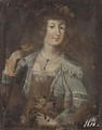 A Portrait Of A Lady As Flora, Half Length, Wearing A White Lace Collar And Flowers - (after) Wolfgang Heimbach