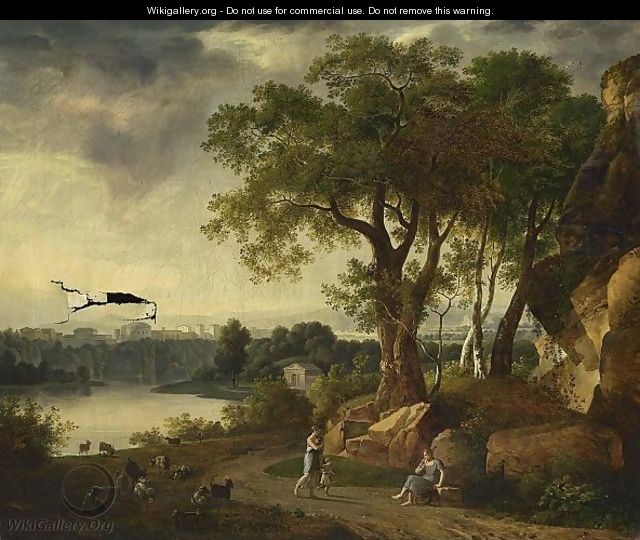 A Pastoral Landscape With A Shepherdess Guarding Her Sheep - Johann Melchior Roos
