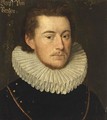 A Portrait Of A Nobleman, Said To Be Graf Von Bergen, Bust Length, Wearing A Black Coat With A White Lace Collar - German School