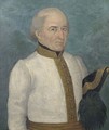 A Portrait Of An Officer, Standing Half Length, Wearing A White Uniform With Gilt Ornament, Holding A Black And Gold Three-Cornered Hat Under His Arm - Austrian School
