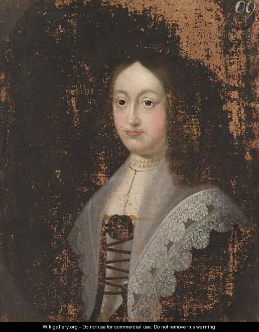 A Portrait Of Ursula, Princess Of Nassau Dillenburg-Lippe Detmold (1598-1638), Half Length, Wearing A Black Dress With A White Lace Collar And Pearl Jewellery - German School