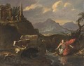 An Extensive Mountainous Landscape With Narcissus Gazing In A Pond - (after) Francesco Zuccarelli