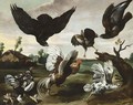 A Cockerel, Hens And Chicks Attacked By Hawks - (after) Paul De Vos