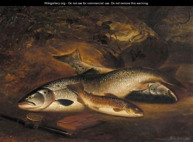 Two Salmon And A Brown Trout - Henry Leonidas Rolfe