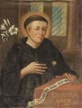 Saint Nicholas Of Tolentino, Wearing A Black Habit And Holding A Lily In His Hand - German School