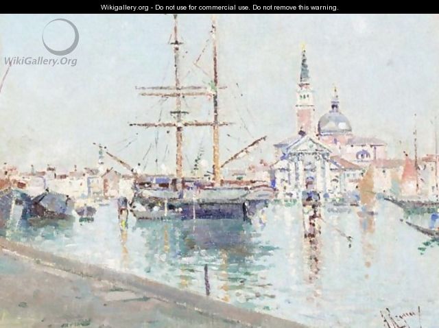 Ship At Harbour, Venice - Antonio Maria de Reyna