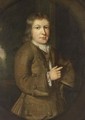 A Portrait Of A Boy, Half Length, Wearing A Grey Green Waist Coat With White Chemise - Jacob Schrieder