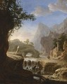 Italianate Fantasy Landscape With Figures Near A Small Cascade - Pieter Fris
