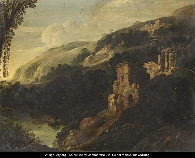 An Italianate Mountainous Landscape With A Washerwoman In The Foregroud Near A Stream - (after) Bartholomeus Breenbergh