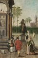Cappriccio Of A Palace With Elegant Figures In A Garden - (after) Louis De Caullery
