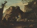 Herdsmen Travelling Through A Rocky Mediterranean Landscape - (after) Jacob De Heusch