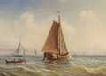 Sailing Vessels And A Rowing Boat Offshore - Herminie Gudin