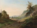 Figures And A Horsedrawn Carriage In A Mountainous Landscape - Jacobus Pelgrom