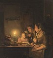 A Family Seated In An Interior By A Candle - Pieter Gerardus Sjamaar