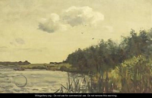 A Polder Landscape With A Rowing Boat - Willem Bastiaan Tholen