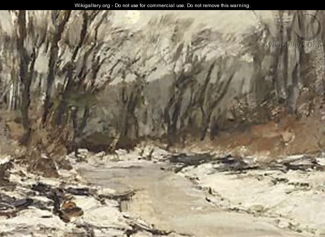 A Wooded Winter Landscape - Louis Apol