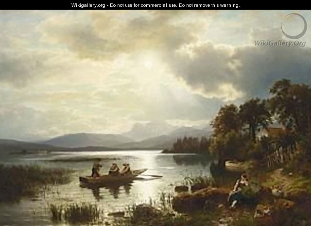 Figures Boating On The Chiemsee - August Wilhelm Leu