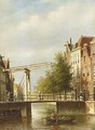 A Dutch Town With Figures Near A Drawbridge - Johannes Franciscus Spohler