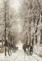 A Horse Drawn Cart On A Snowy Lane - Louis Apol