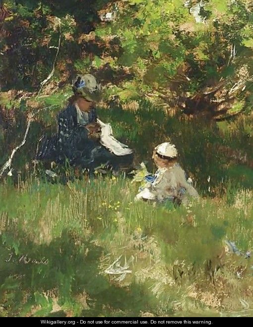 A Mother And Child In A Garden - Jacob Henricus Maris - WikiGallery.org ...