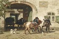 Horses By A Gateway - Willem Carel Nakken