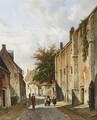 Villagers In A Sunlit Street Near The Old Hospital, Harderwijk - Adrianus Eversen