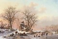 A Winter Landscape With Skaters Near A Hamlet - Frederik Marianus Kruseman