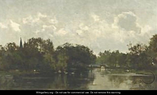 A View Of A Park With Ducks In A Pond - Willem Bastiaan Tholen