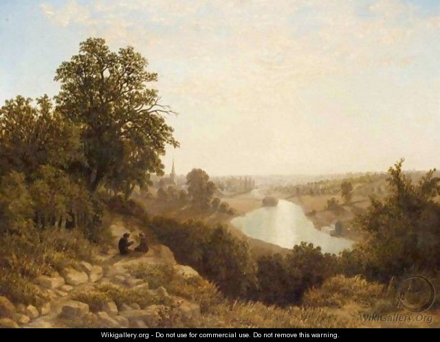 Sunset Over River Landscape - (after) James Baker Pyne