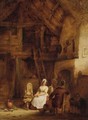 Lady Sitting At The Spinning Wheel - Nicholas Condy