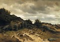 Shepherds With Their Flock In A Rocky Landscape - Eugène Verboeckhoven