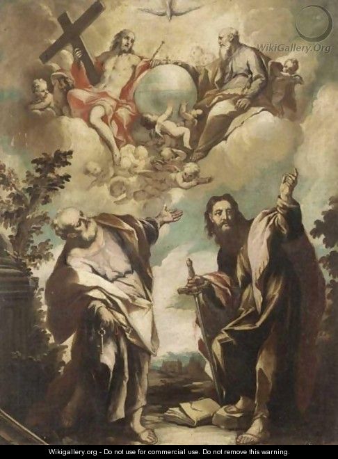 Saint Peter And Saint Paul, With The Celestial Host Above - (after) Sebastiano Ricci