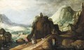 A Mountainous Landscape With Horsemen On A Bridge - (after) Joos De Momper
