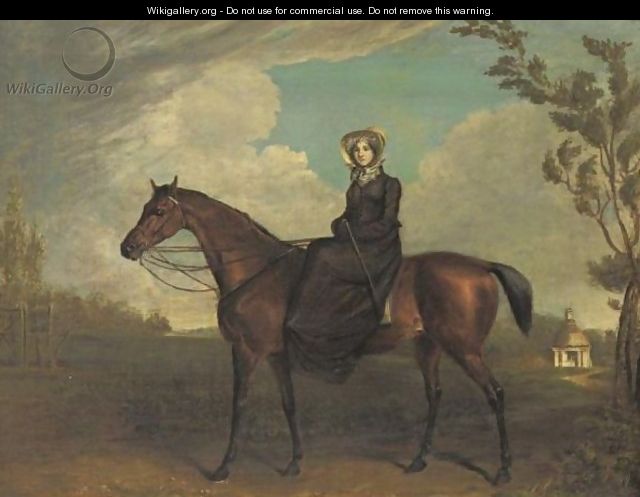 A Lady Riding Sidesaddle On A Chestnut Horse - (after) Edward Troye