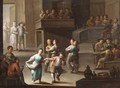 Interior With Figures Dancing Below A Gallery Of Musicians - (after) Justus Juncker