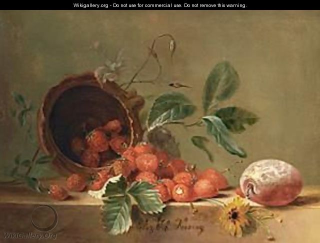A Still Life With Strawberries And A Prune - Elisabeth Johanna Koning