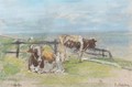 Vaches Sur La Falaise A Villerville - Eugène Boudin