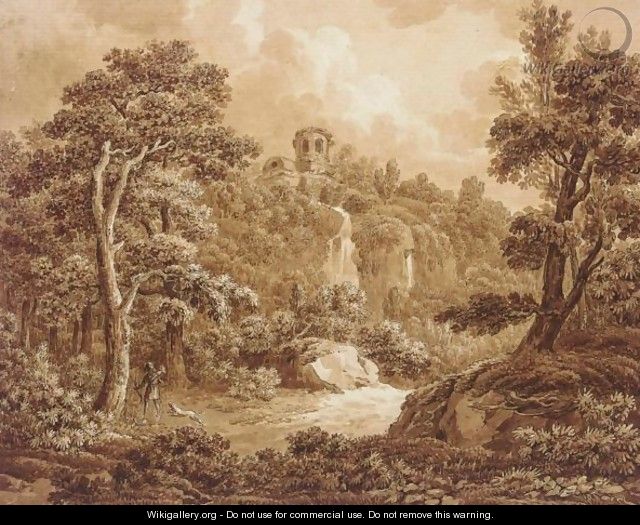 An Arcadian Landscape With A Huntsman And His Dog - (after) Johann Sebastian The Younger Bach