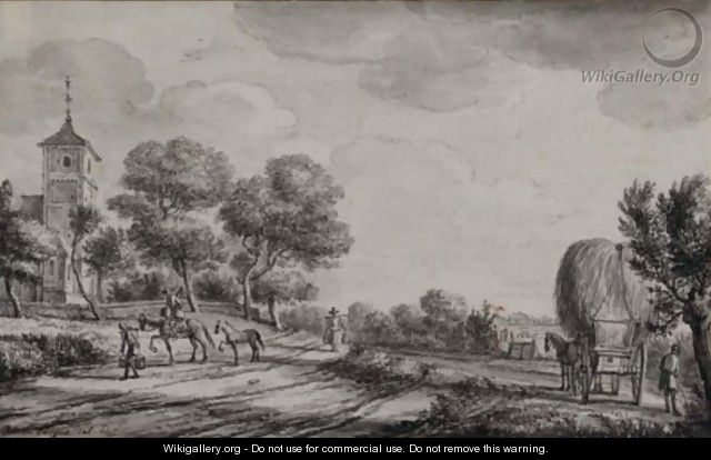 View Of Leidschendam, With Peasants Milking Cattle - Karel La Fargue