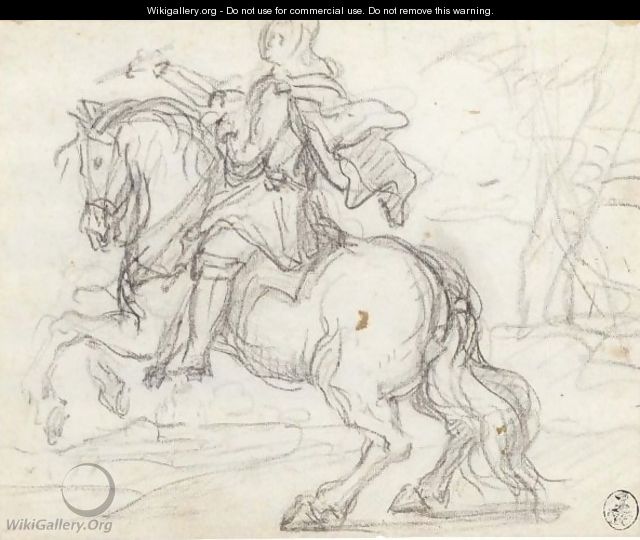 Study Of A Horseman - Flemish School