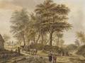 Landscape With Peasants, Cottages And Horse And Cart - (after) Reinier Vinkeles