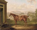 A Saddled Chestnut Hunter In A Landscape - Charles Towne