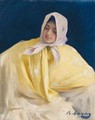 Chula Con Manton Amarillo (Girl With A Yellow Shawl) - Ramon Casas Y Carbo