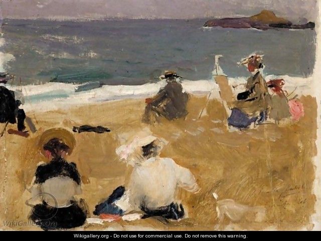 Pintando En La Playa De Biarritz (Painting On Biarritz Beach) - Joaquin Sorolla y Bastida