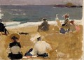 Pintando En La Playa De Biarritz (Painting On Biarritz Beach) - Joaquin Sorolla y Bastida