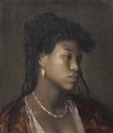 Buste De Jeune Femme Au Collier Rose - Leopold Carl Muller