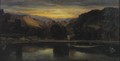 Sunset On The Lake - Alexandre Gabriel Decamps
