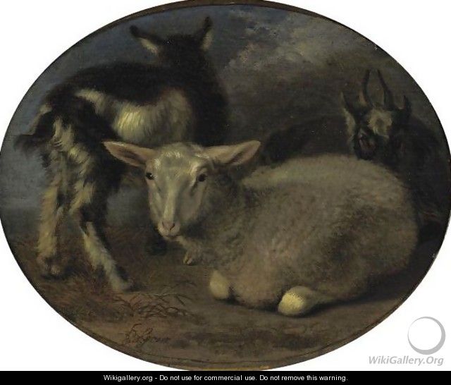 A Sheep And Two Goats In A Landscape - Barent Graat