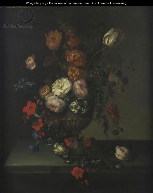 Still Life With Flowers In An Urn - (after) Herman Van Der Myn