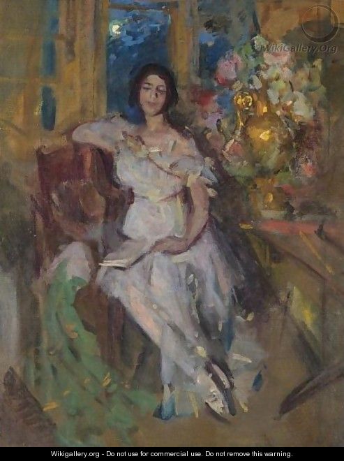 Portrait Of A Seated Lady - Konstantin Alexeievitch Korovin